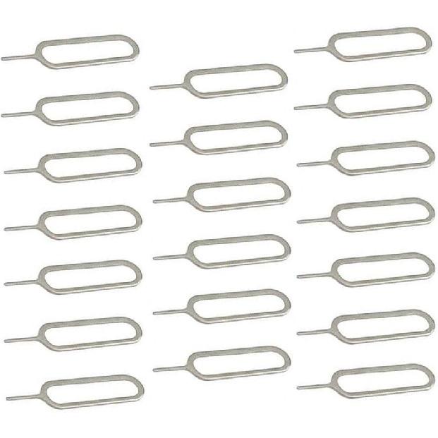 Coleção eTECH Removedor de Bandeja de Cartão SIM Pino Ejetor Ferramenta Chave para iPhone iPad Samsung Galaxy Smart Phone/Tablet e Mais (Prata) (Pacote com 20 unidades)