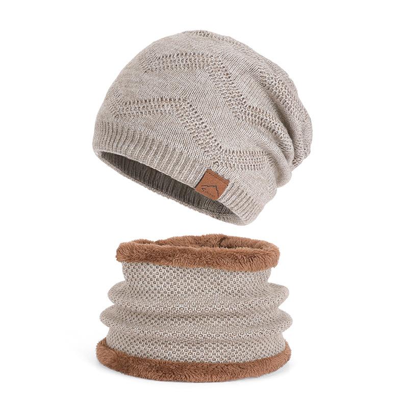 Winter Knit Beanie and Neck Gaiter Set Warm Fleece Lined Slouchy Hat Scarf for Men Women