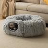 Winter New Arrival Plush Cat Tunnel Bed Foldable Two-in-One Round Warmth Pet Nest Thickened Cozy Cuddly Hideaway