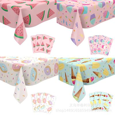 Themed Party Supplies Birthday Decoration Summer Ice Cream Watermelon Donuts Tablecloth Children'S Birthday Tablecloth
