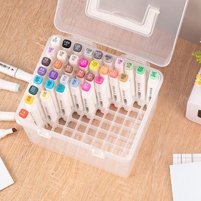 12/24/36/48/60/80 Bölmeli İşaretleyici Saklama Kutusu Taşınabilir Suluboya Çizim Kalemi Kılıfı Resim İçin Plastik Kırtasiye Düzenleyici Kutu