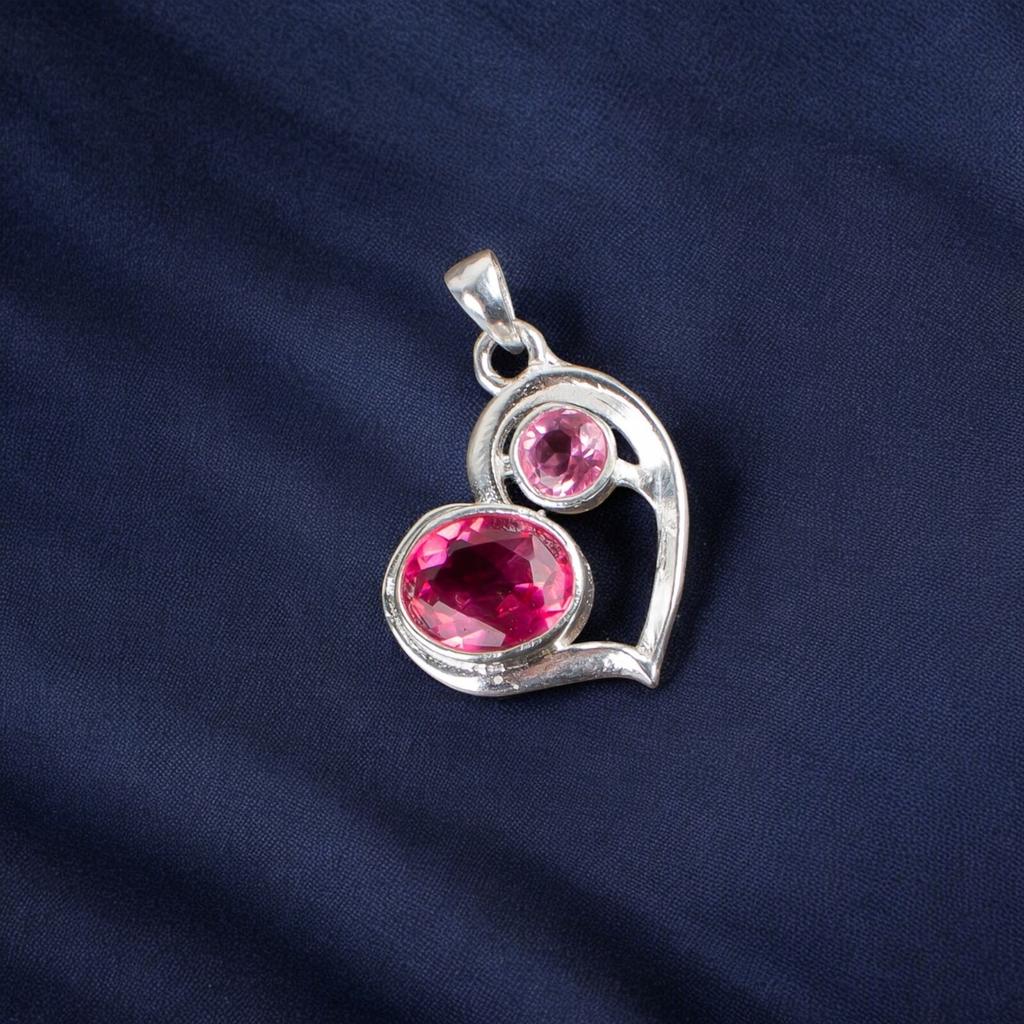 Pink Tourmaline Gemstone 925 Sterling Silver Handmade Jewelry Pendant For Love CP-3-18