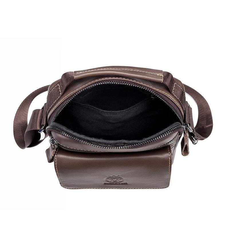 Top-Grain Leather Messenger Bag for Men
