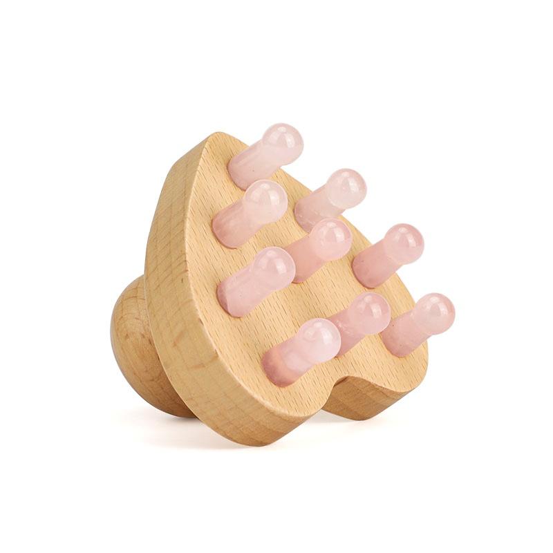 Natural Peach Wood Hair Brush with Crystal Teeth and Anti-Static Design Massage Jade Comb for Hair Growth Detangling & Shine