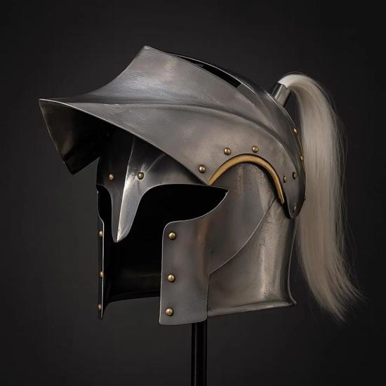 Medieval Barbuta Helmet With Plum Perfect for Renaissance Fair, Cosplay, LARP, Halloween Costume Authentic Steel Armor Replica