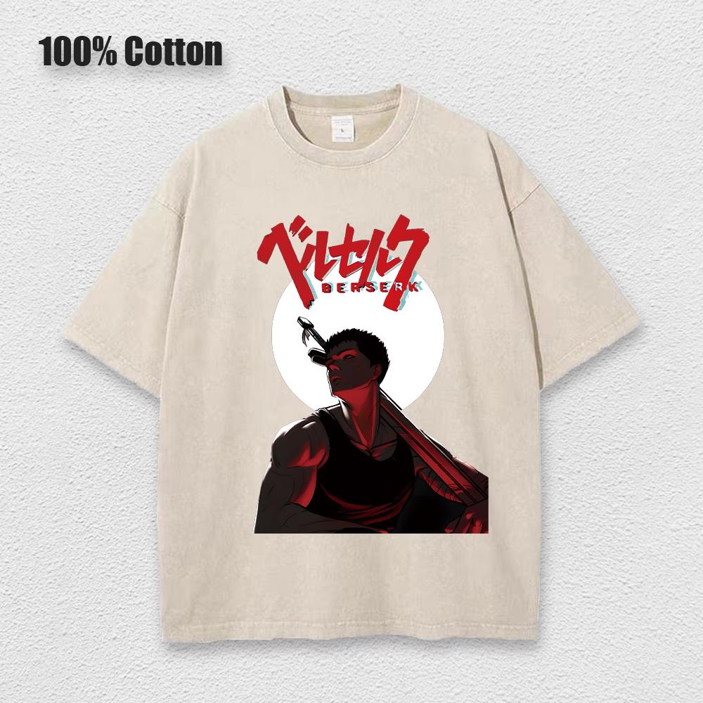 Anime T-shirts y2k Cotton Summer T shirt Women Men Harajuku Top Tees Skull Knight Guts Griffith Print Streetwear Hip Hop T Shirt