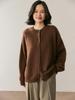 Women's Cashmere Cardigan - Autumn/Winter 2025 Collection, Round Neck, Gentle Loose Fit, Slimming Single-Breasted Jacket.