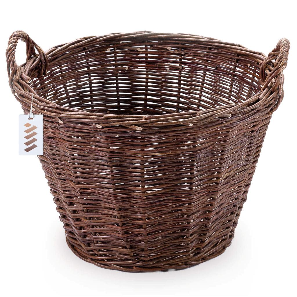 Dark Wicker Farm Basket For Harvesting Fruit, Vegetables, Potatoes, Flower Pot, Balloon, Without Insert