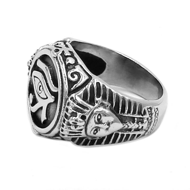 Egyptisch Oog van Horus Ra Udjat Amulet Ring Roestvrij Staal Ring Egypte Farao Toetanchamon Kruisring Heren Cadeau SWR0741