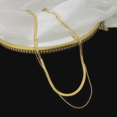 Europäische & Amerikanische Mode Doppelte Schlangenkette 18k Gold-Titanstahl Halskette Schlüsselbeinkette