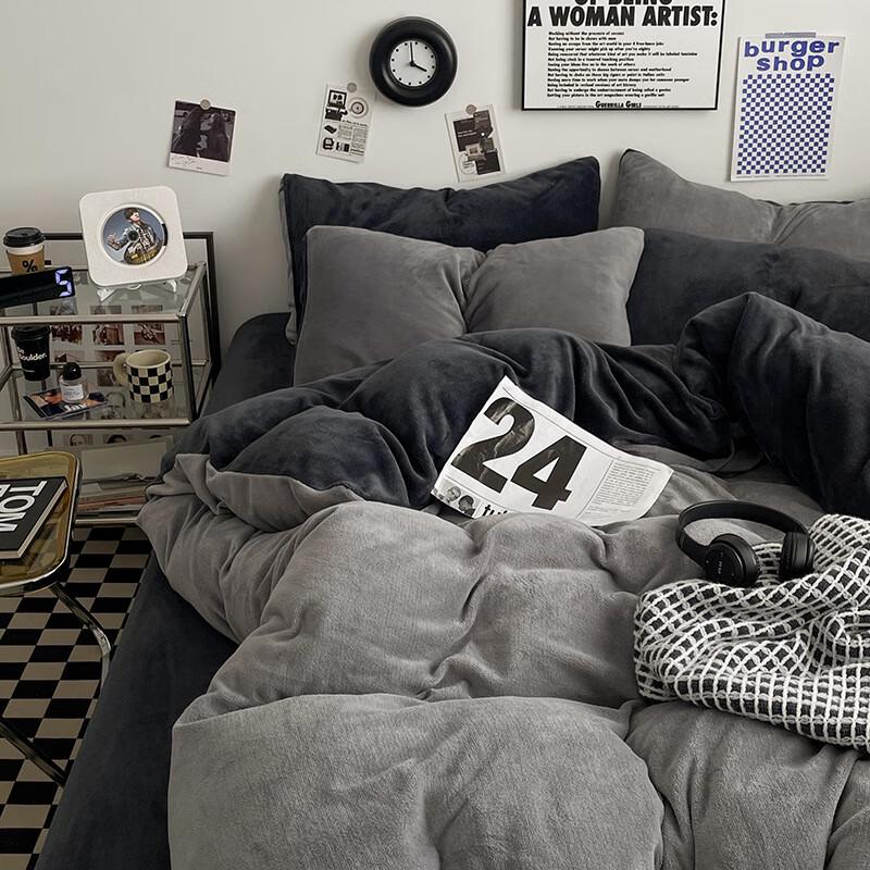 OEING Autumn/Winter Milk Velvet Fleece Bedding Set 200x230cm