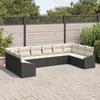 VidaXL Ensemble de salle à manger de jardin de 10 pièces avec coussins en poly rattan noir 3355566