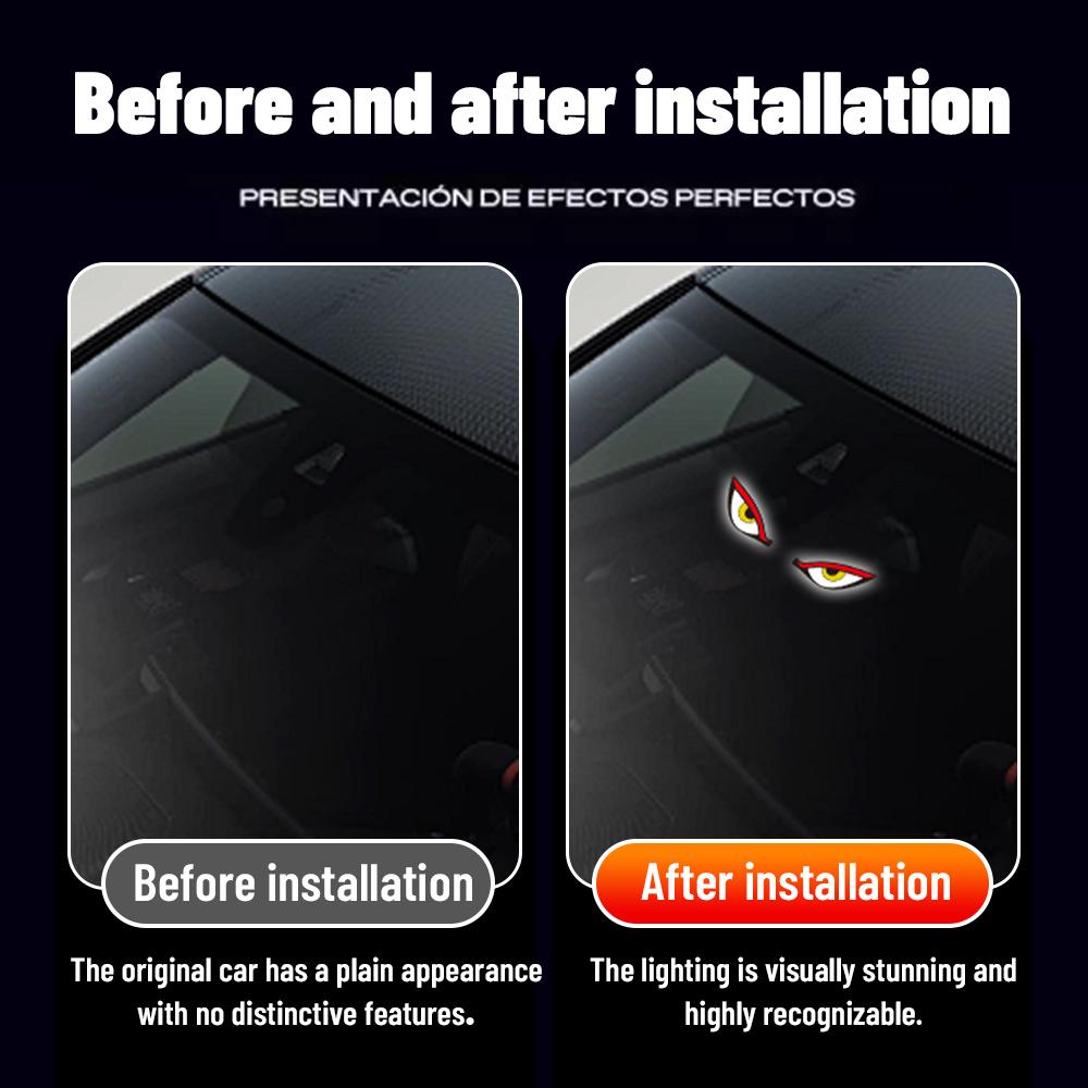 Occhi di Diavolo LED per Parabrezza Segnale Lampeggiante di Avvertimento Solare Indicatore Luci d'Ambiente LED per Auto con Ventosa per Finestrino Auto SUV
