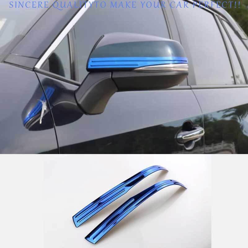 For Toyota RAV4 2019-2025 Blue Steel Rear View Mirror Anti-Scratch Strip 2PCS