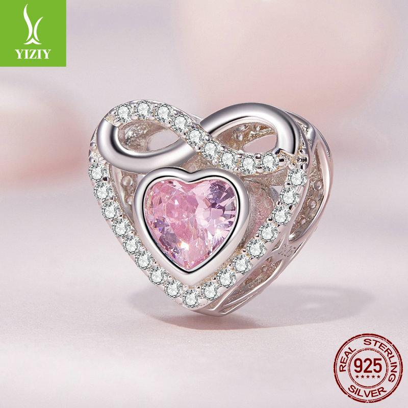 S925 Sterling Silver Love Beads Loose Beads, Dream Colorful Diy Heart Beaded Jewelry Accessories