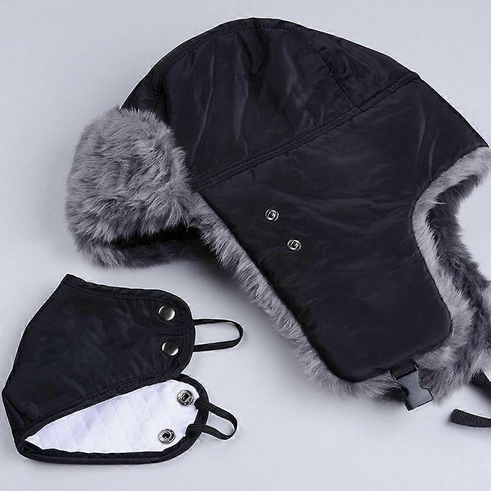 Winter Trapper Hat with Mask - Russian Ushanka Aviator Ski Hat, Earflaps for Men & Women, Warm Outdoor Trooper Hat