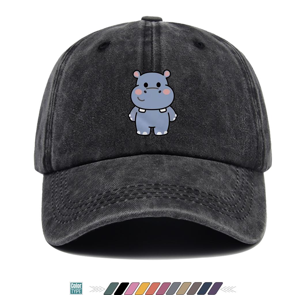 Pc Q Version Hippo Print Trucker Hat Comfortable And Breathable Stylish And Attractive Cartoon Game Classic Black Papa Hat