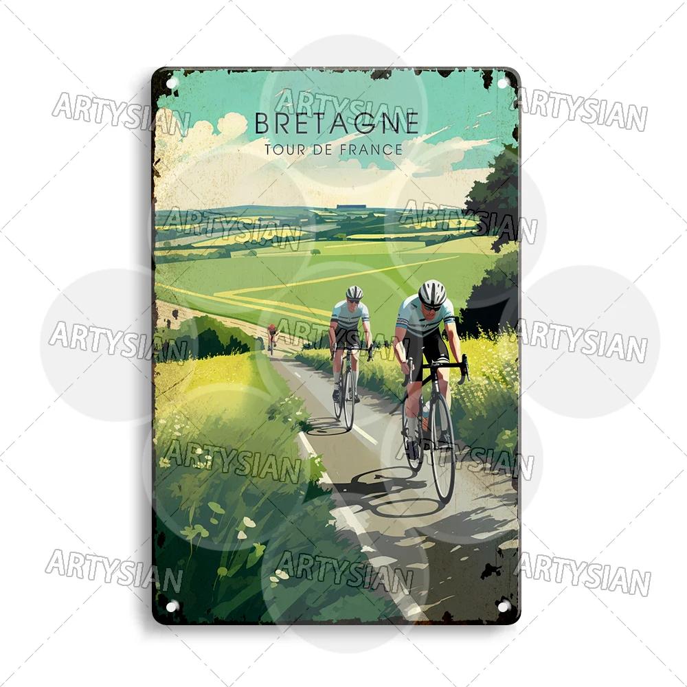Tour de France Cycling Metal Sign Alpe d’Huez Mont Ventoux Le Jura Auvergne Mont Blanc Champs-Élysées Col du Tourmalet NICE