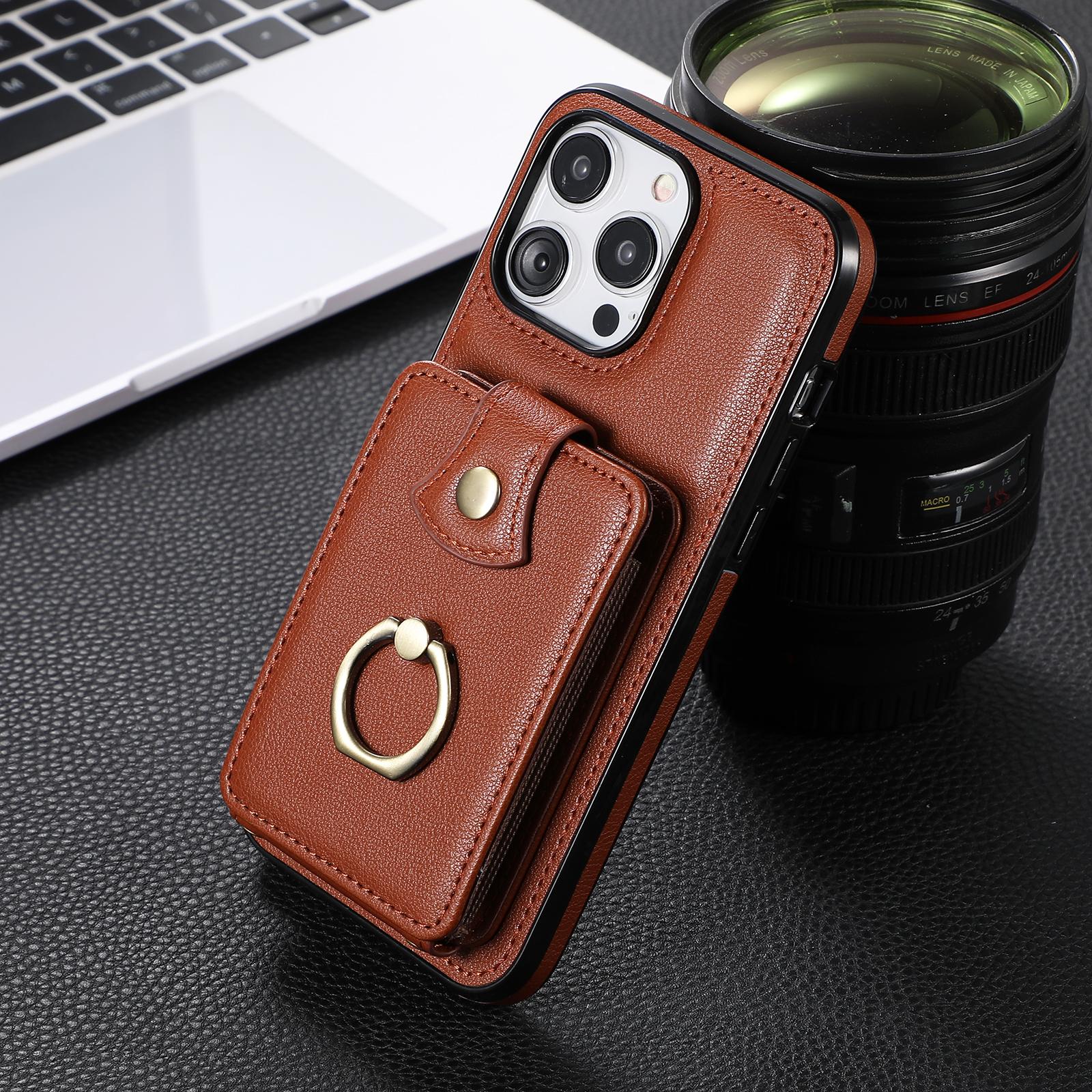 

Кошелек с несколькими слотами для карт и кольцевым держателем флип-кожаный чехол для Samsung Galaxy Note 10 20 A14 A22 A33 A12 iPhone12 13 14 15 Pro чехол для телефона с магнитной подставкой iPhone 15 коричневый