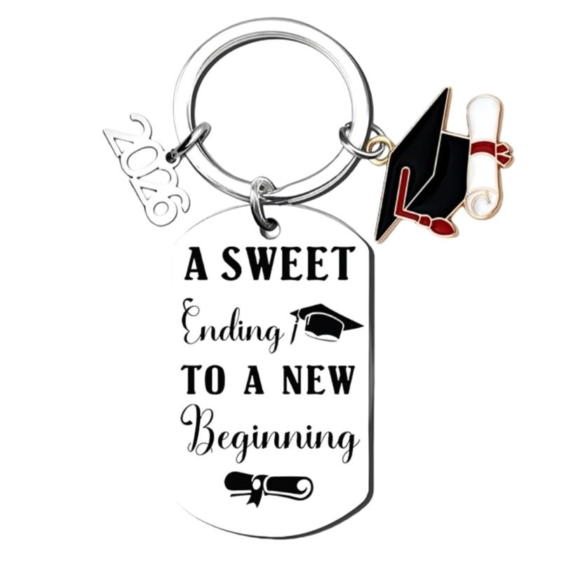 Stainless Steel Graduation Cap Keychain Bag Decoration For 2026 Commencement Academic Keepsake Graduation Gift
