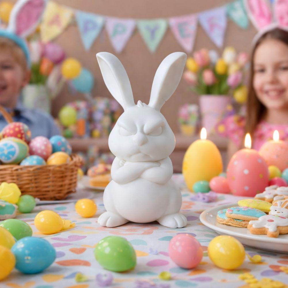 Cute Easter Fitness Rabbit Plastic Small Rabbit Ornament Muscular Rabbit Statue Home Desk Decor