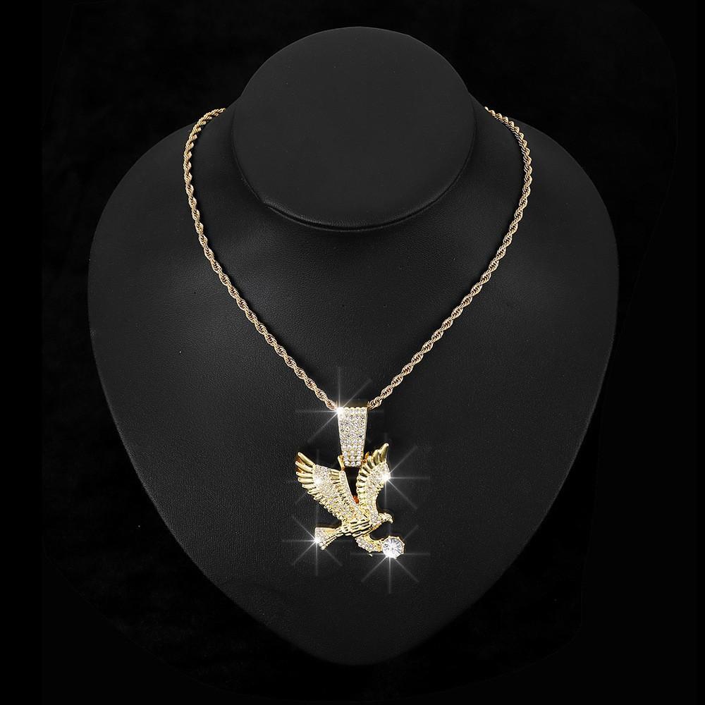 Hip Hop Street Animal Necklace, European and American Men's Cuban Chain Decoration, Personalized Alloy Eagle Pendant