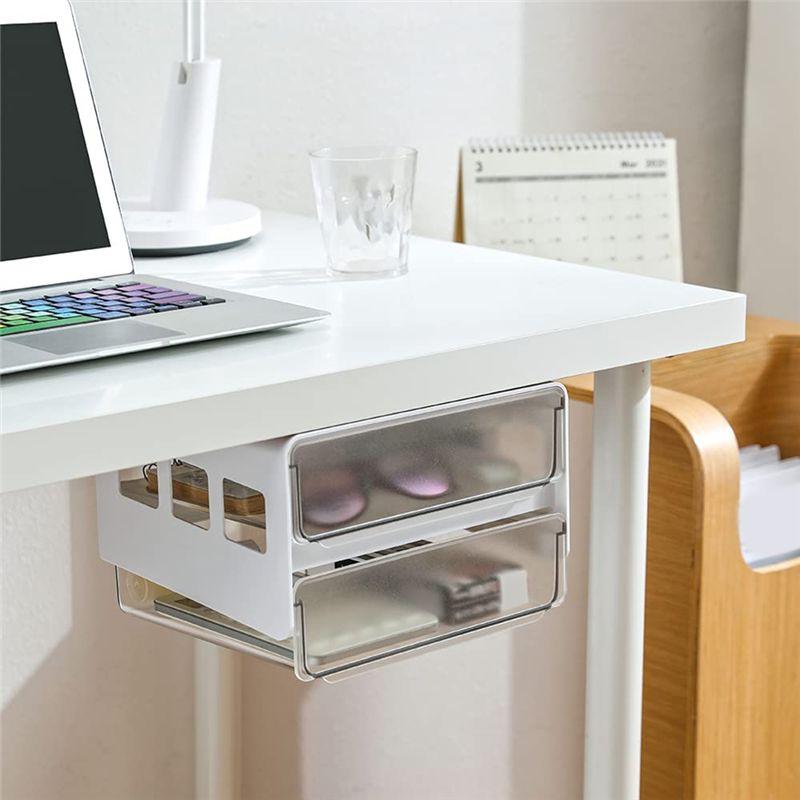 

M-Modern-Under Desk Storage Drawer Slide Out, Self-Adhesive Organizer, Attachable Drawer Organizer With 2 Layers