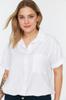 Women's Fashion New Plus Big Size Shirt White Pocket Detailed Shirt