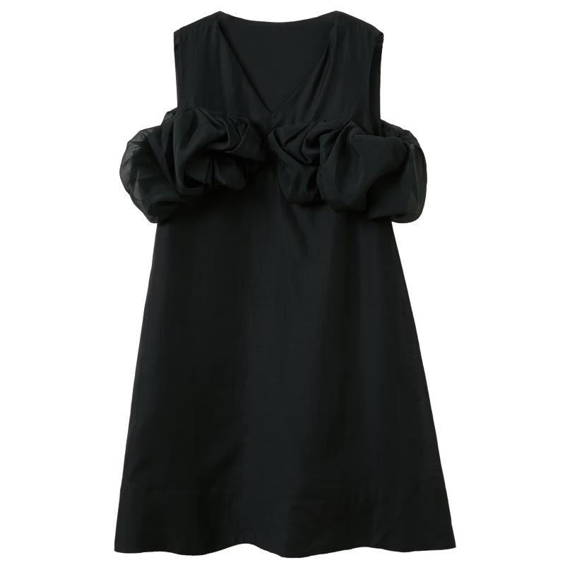Sancai Lyocell Blend Sleeveless V-Neck A-Line Midi Dress L