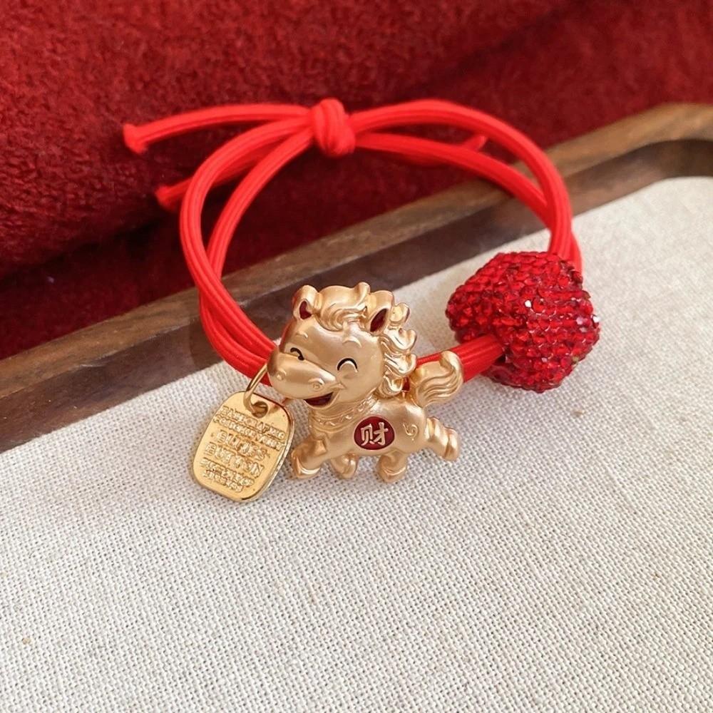 

Dual Purpose New Year s Red Hair Rope Red Rope Chinese Children Hair Band Adults Children StyleD