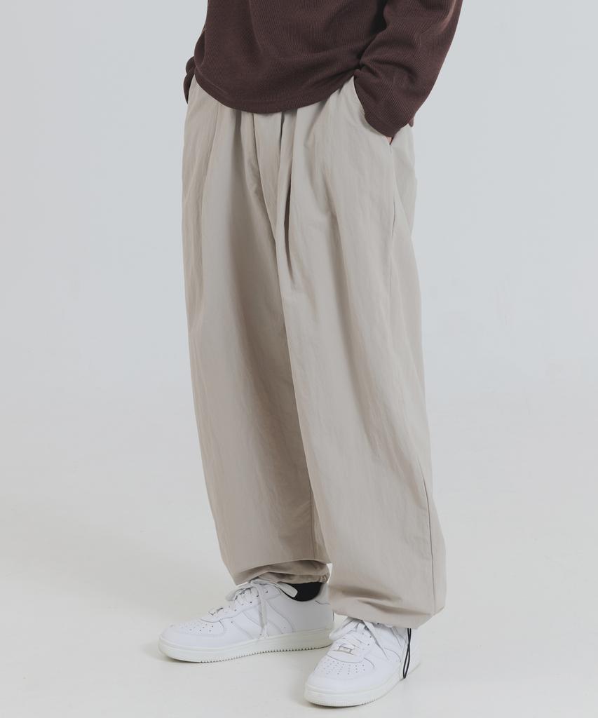 PIANER Nylon One-Pleat String Pants (Light Beige)