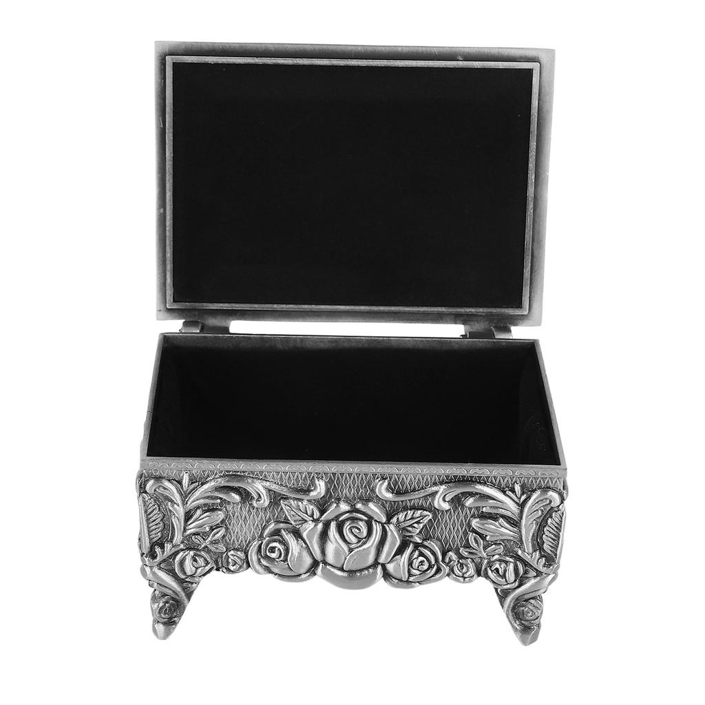 Vintage Jewelry Storage Box 9.2x7x5.8cm Alloy Decorative Large Capacity Versatile Sotrage Case for Earrings Rings
