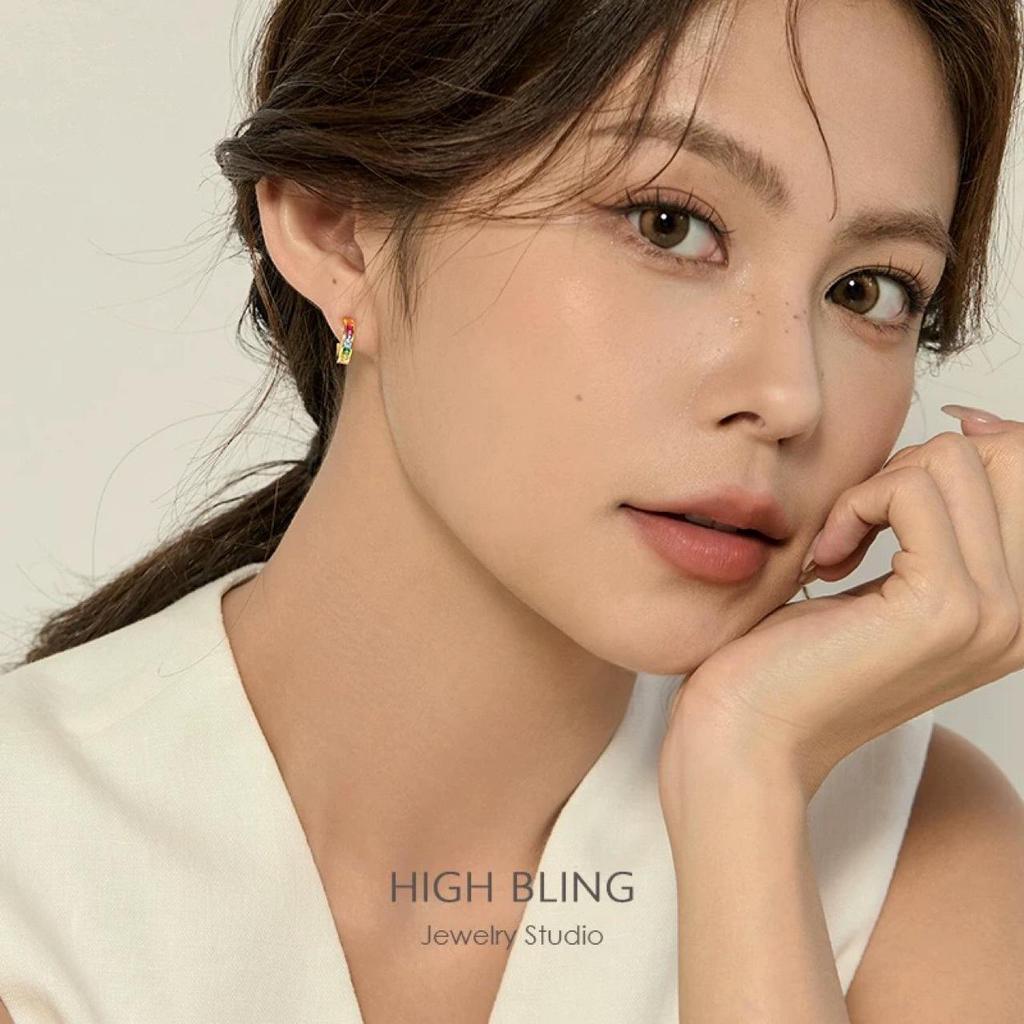 Bunte Zirkon-Creolen: Modische Clip-Ohrringe für Damen - Ohne Piercing, Frühjahrs-/Sommerkollektion