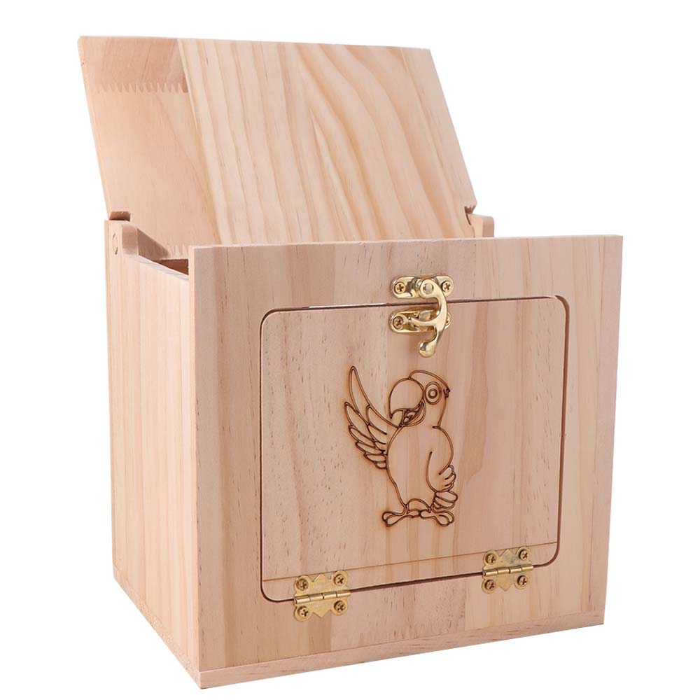 Wooden Bird Breeding Nest Wall Mount Parrot Wood House Practical Parrot Breeding Box  for Bird Cage