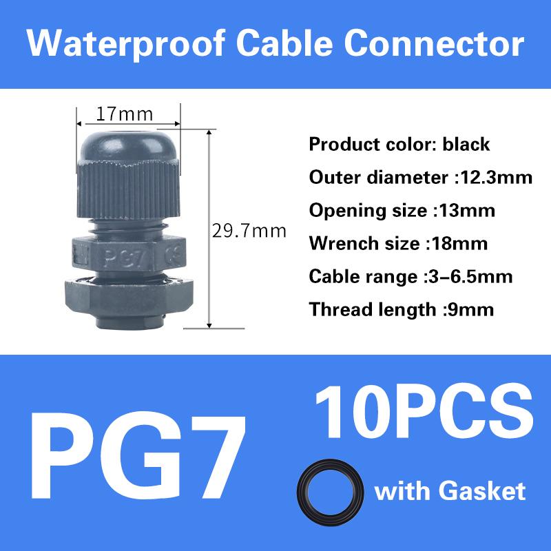 

PG Series Waterproof Cable Gland Cable entry IP68 White Black Nylon Plastic Connector PG7/9/11/16 PG19/21/36/63 PG21/24/25/29