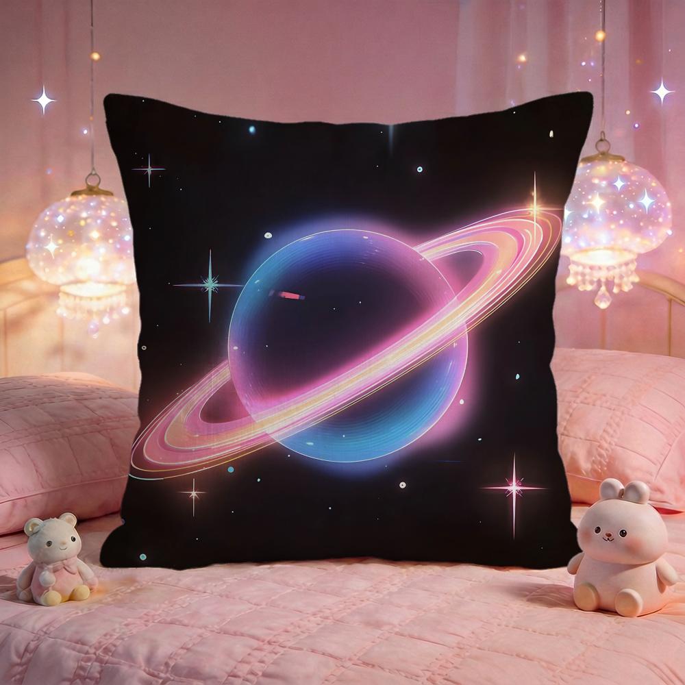 Cartoon Space Planet Cushion Cover Premium Comfort Reversible Pillow Cove Two in One Design for Any Room Car Interior