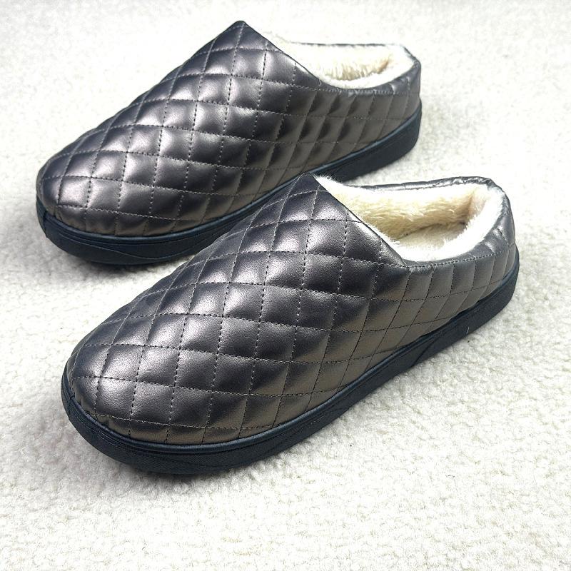 Winter new old Beijing cloth shoes women's cotton slippers leather surface waterproof warm velvet half drag cotton shoes home