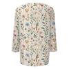 Damen Lässiges Rundhals-T-Shirt-Oberteil mit Dreiviertelärm und Blumendruck für Frühling und Sommer Entspannte Passform Bequemer Stil