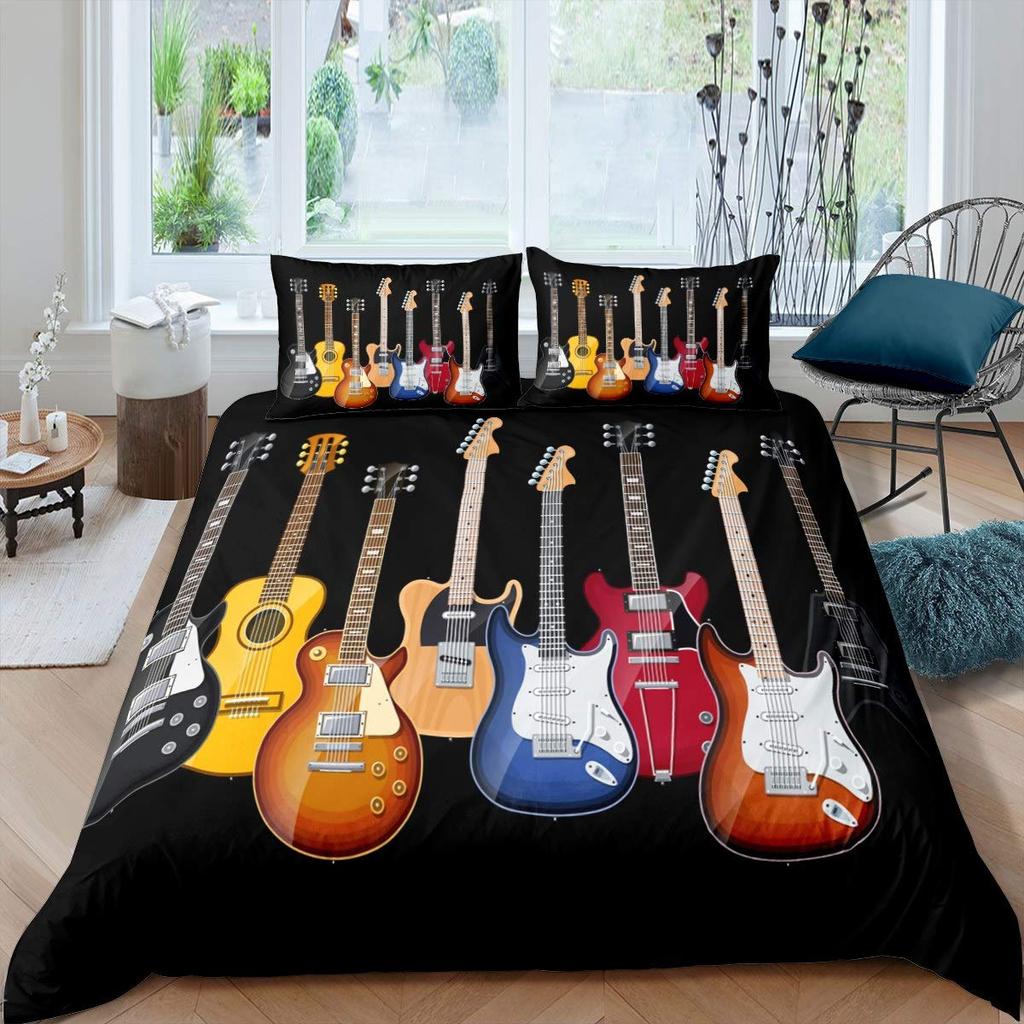 Music Duvet Cover Sets For Kids Boys Girls Teens Queen King Lightweight Bedspread Cover Bedroom Decor Music Lovers Bedding Sets