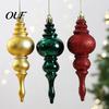Holiday Party Decoration Accessories 6 Pcs Finial Drop Christmas Ornament, Glitter Shatterproof Plastic Decorative Hanging Ornaments for Home