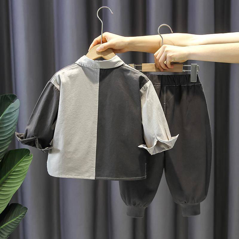Kinder Set Splicing Shirt Zweiteiler Set Frühlingsmode Herrenbekleidung Frühlings- und Herbstmode