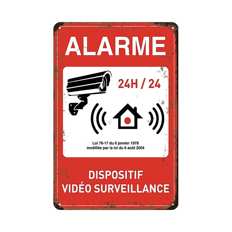 Vintage Tin Sign Retro Warning Metal Sign Video Surveillance Signs No Trespassing Sign Poster For Garage Home Man Cave Wall Deco