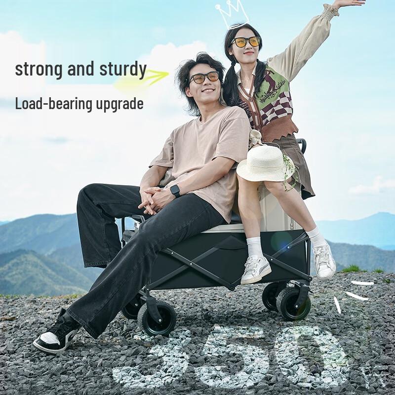 Foldable Outdoor Camping Trolley with Tank Wheels