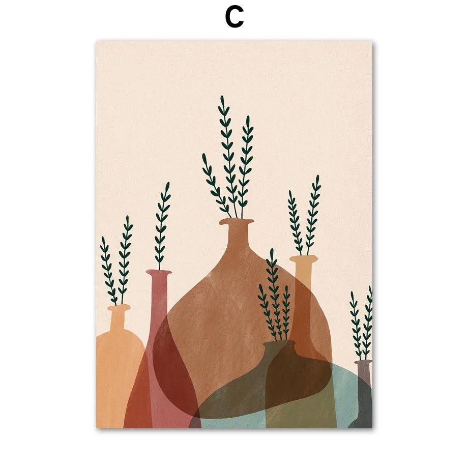 

Бохо Абстрактная ваза с растением Обнаженная женщина Линии Оранжевые постеры Печать на холсте Украшение стен Домашние картины для декора гостиной 21x30cm No Framed