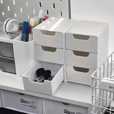 3-Tier Desktop Storage Box Mini Large Capacity Jewelry Box Drawer Style Cosmetics Organizer