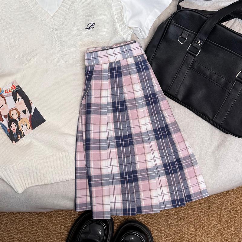Japanese Style Authentic Pleated Tartan Skirt - School Uniform & Academic Style, Popular Whitening Summer Item