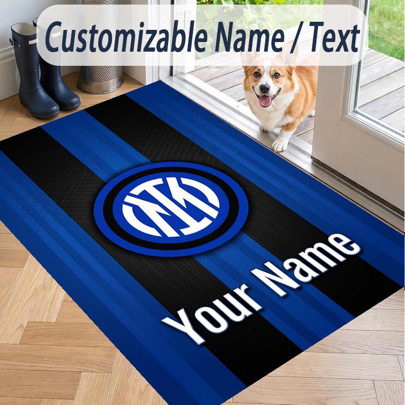 Custom Text Printed Rug Inter Milan Non Slip Floor Carpet For Home Room Decor