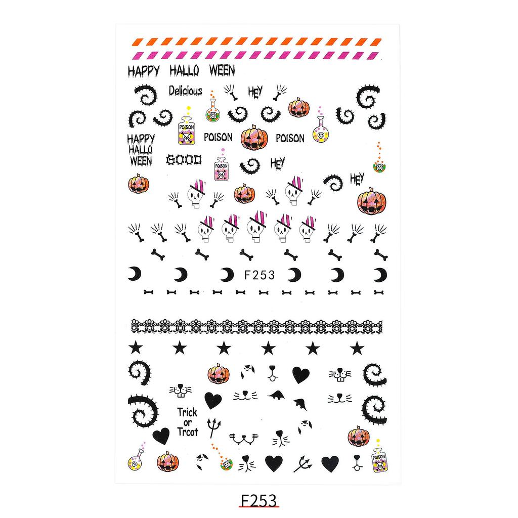 3D Adhesive Halloween Christmas Nail Stickers Decals Nail Art Decoration