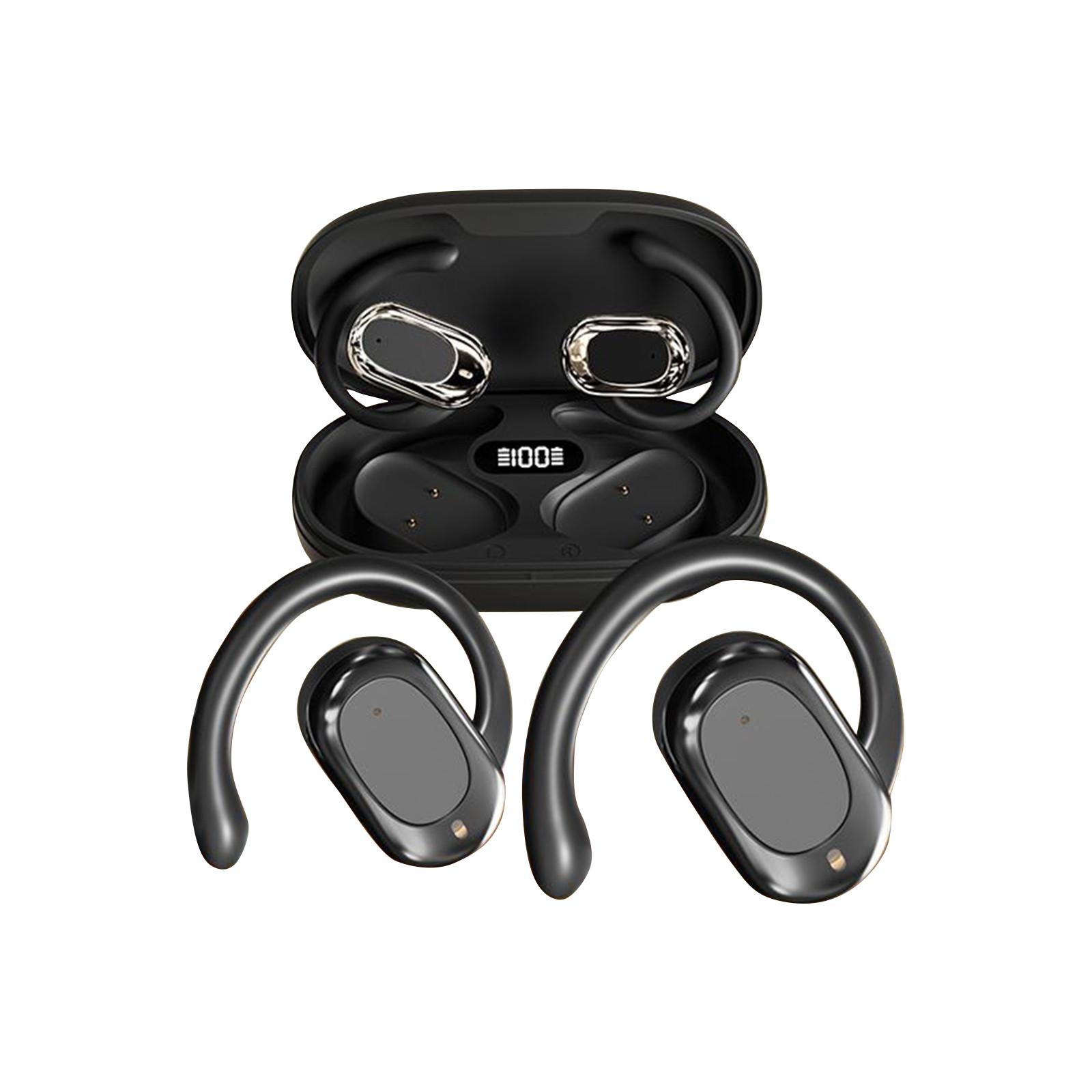 

Наушники с открытым ухом, Bluetooth-наушники 5.4 Sports с интеллектуальным цифровым дисплеем, 60H, водонепроницаемость IP54, беспроводные наушники, легкий дизайн, подходят для велоспорта One Size чёрный