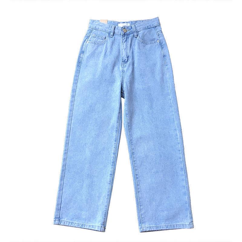 İlkbahar Kadın Yüksek Bel Düz Kesim Kot Kadın Çok Yönlü Slim Fit Kırpılmış Pantolon